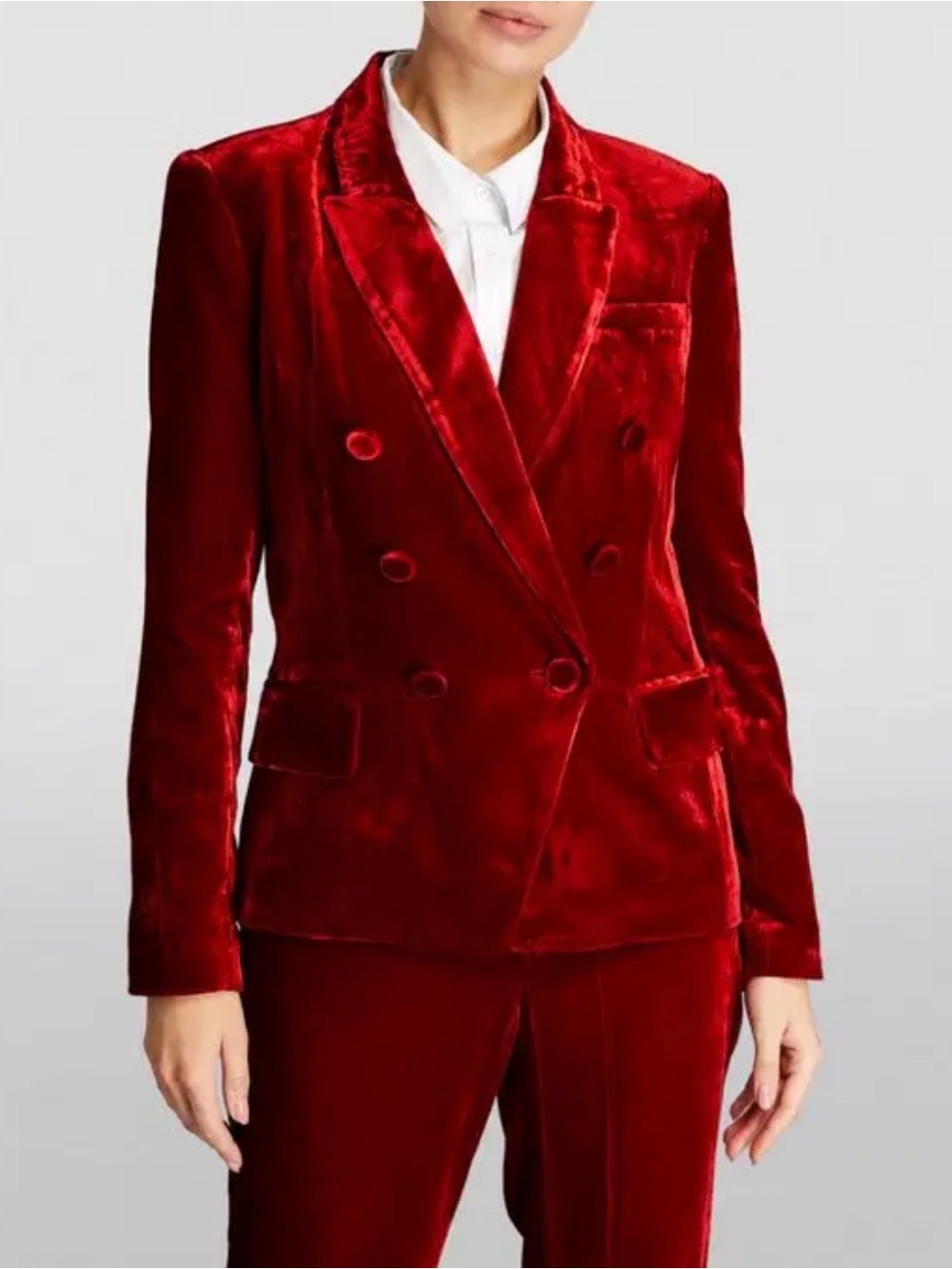 L'Agence Kenzie Red Velvet Blazer - Picture 2 of 10
